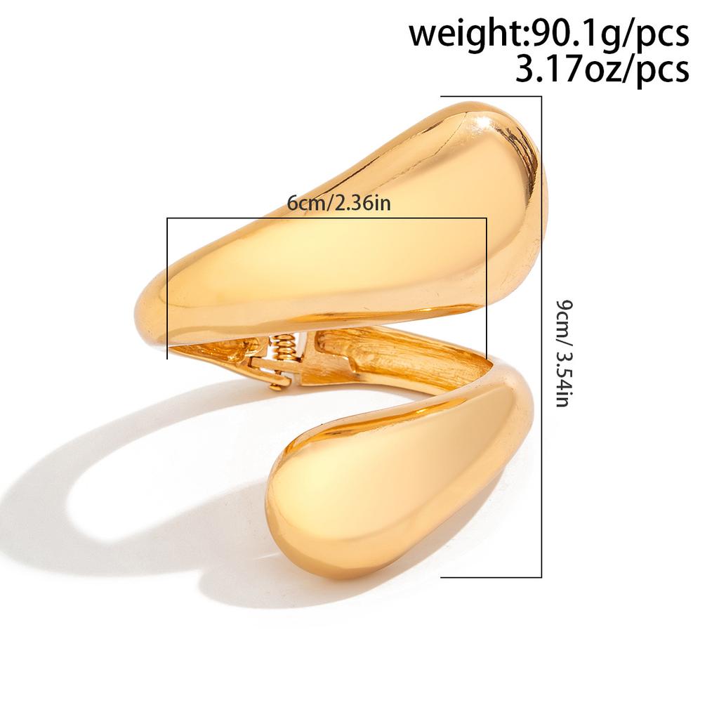 Wide Metal Chunky Waterdrop Bangles for Women Gold Copper Color Open Cuff Thick Irregular Twisted Bangle Bracelet Jewelry