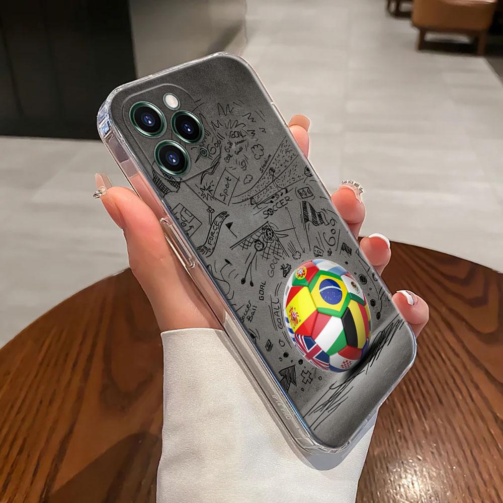 Fire Football Case For Apple iPhone 17 16 15 14 13 12 11 Pro Max 16 Plus 16E 17Air 17Pro Phone Cover Soccer Ball Silicone Funda