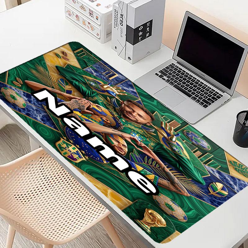 Custom Name Personalized Neymar Jr Pattern Mousepad, Laptop PC Desk Mat, Decorative Desk Mat for Home Keyboard Pad Gift
