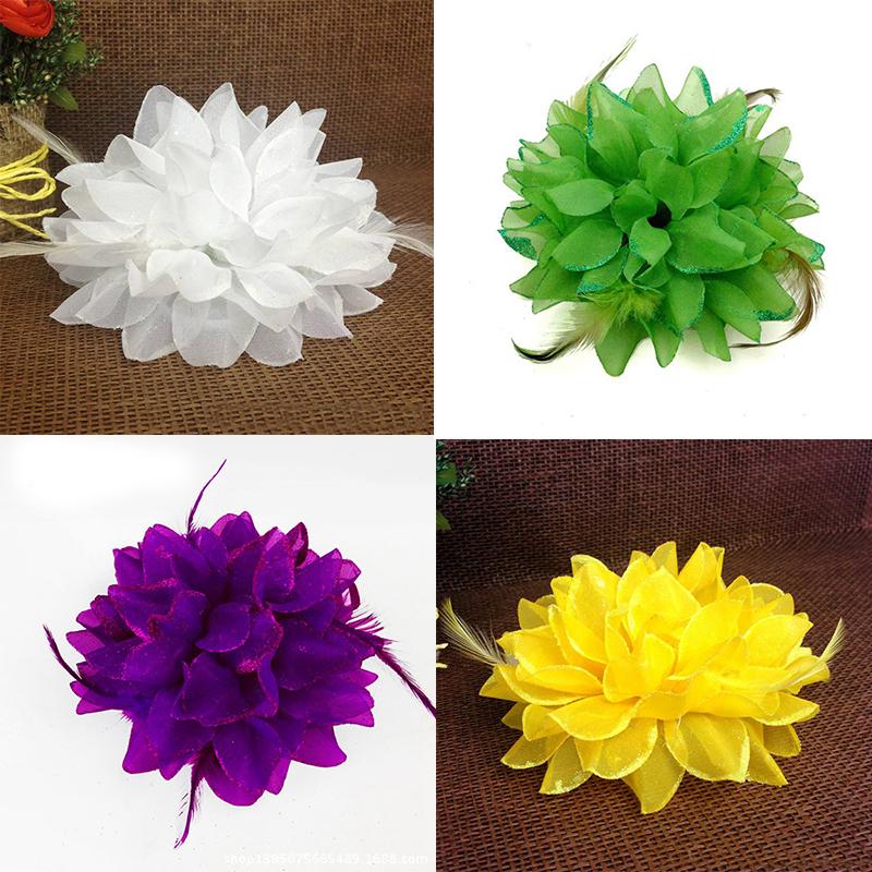 Fascinator Corsage 1X Flower Feather Brooch Wedding Ball Head Hair Clip