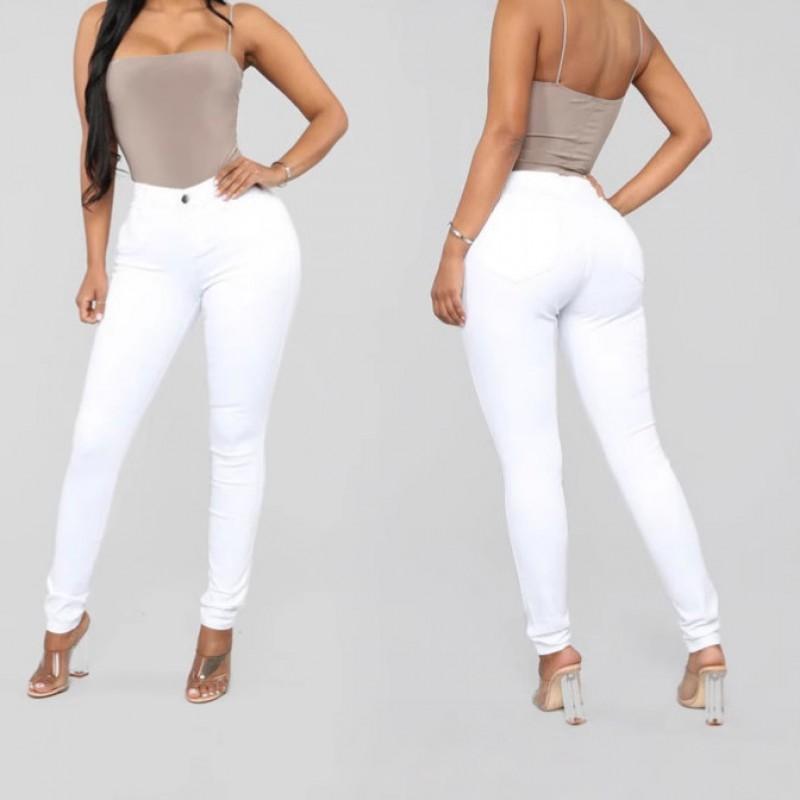 Womens High-Waisted Stretch Slim Fit Denim Jeans Pencil Pants Casual Office Wear