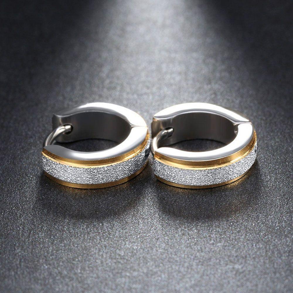 Mens Style Jewelry Man Women Fashion Gold Polish Hoop Earrings Simple Circle