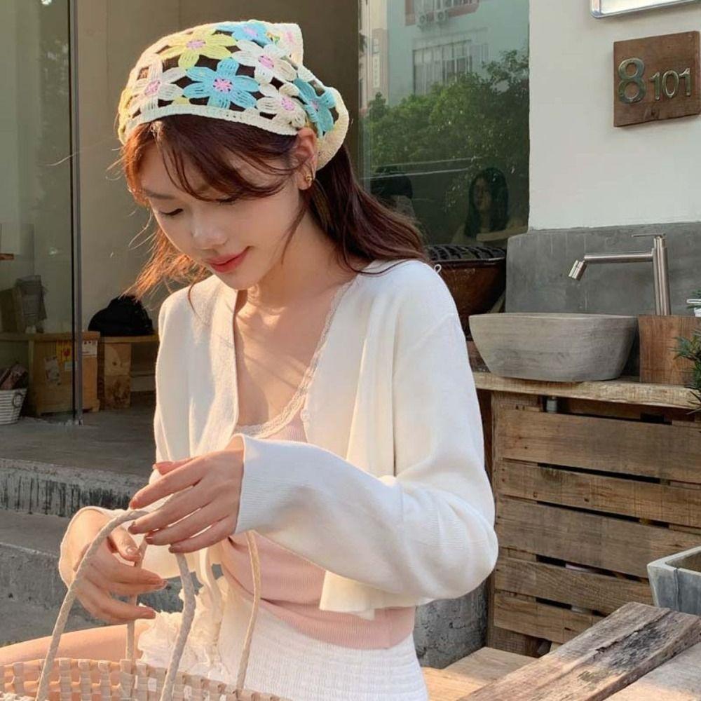 Hair Band Triangle Bandana Floral Crochet Bandana Vintage Knitted Headband Girls