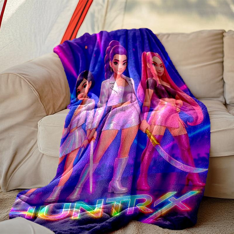 1pc Digital Print Nap Blanket, Kpop Demon Hunters Blanket for Home Use, All Season Warmth, Christmas and Valentine's Day Gift Blanket