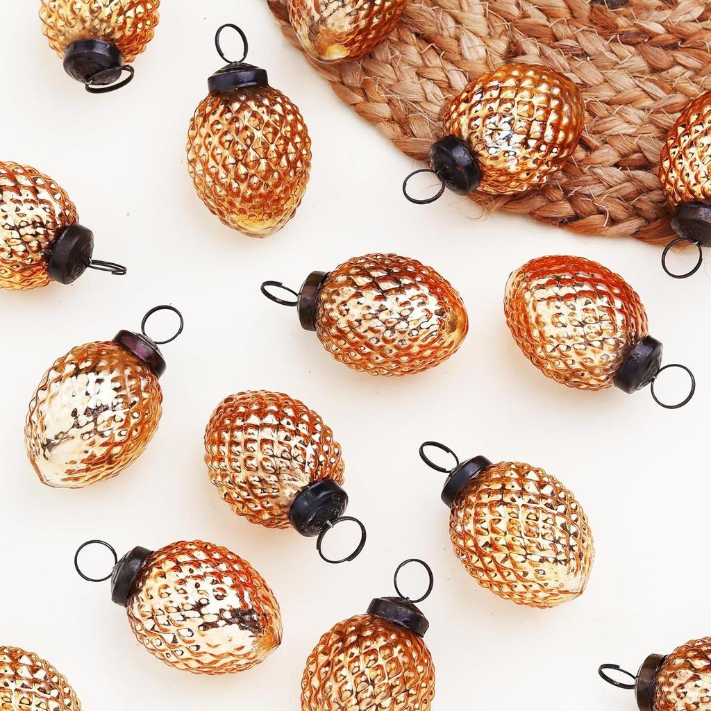 12 Винтажных Медных Стеклянных Елочных Игрушек в Форме Сосновых Шишек для Хэллоуина, Нового Года, Дня Святого Валентина