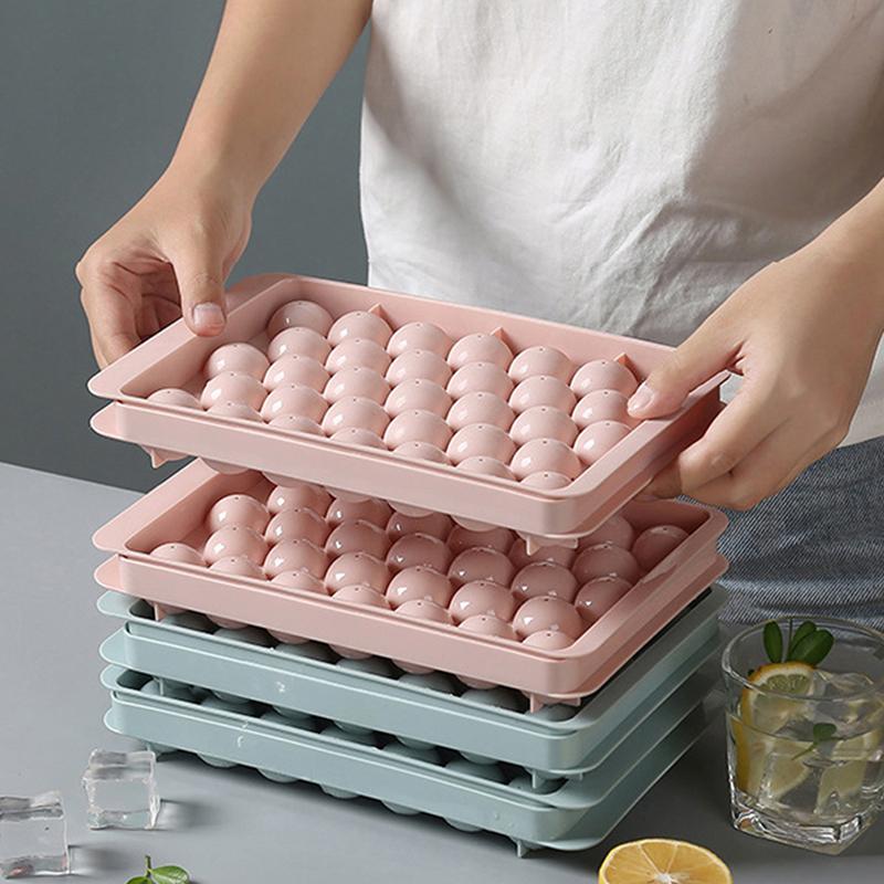 1шт 3D круглый лоток для кубиков льда с крышкой пластиковый алмаз сферической формы для льда