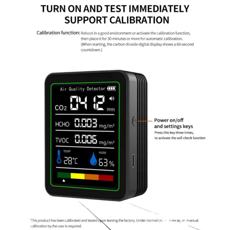 1 Комплект CO2 TVOC HCHO PM Метр Цифровой Термометр Влажности Многофункциональный Цифровой Монитор Качества Воздуха Домашний Детектор Воздуха