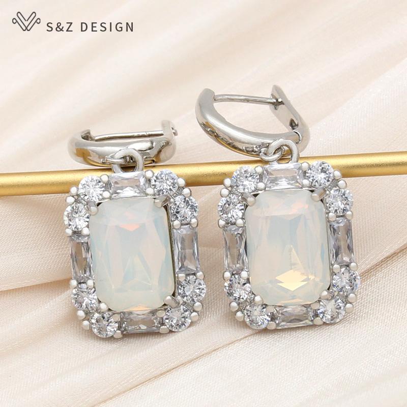 Модные прямоугольные серьги-капли с кристаллами для женщин, свадебные серьги розового золота с кубическим цирконием, ювелирные изделия в подарок