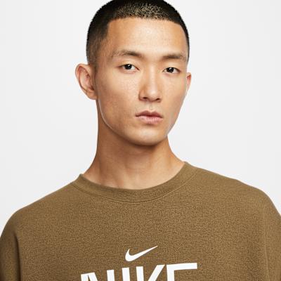 Men's Sweatshirt Nike Club AS M NK FT OS CREW GCEL Sweatshirt Men's Brown