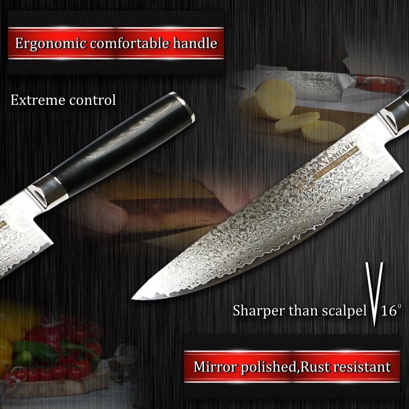 8-дюймовый нож шеф-повара, Япония, сталь VG10, 67 слоев, японские кухонные ножи, кухонный нож из дамасской стали