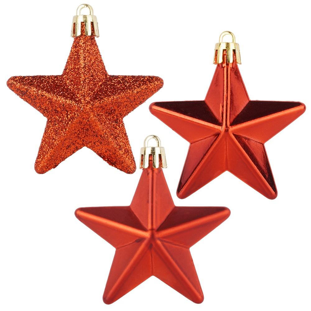 Shatterproof Christmas baubles red 6 cm 12 pcs.
