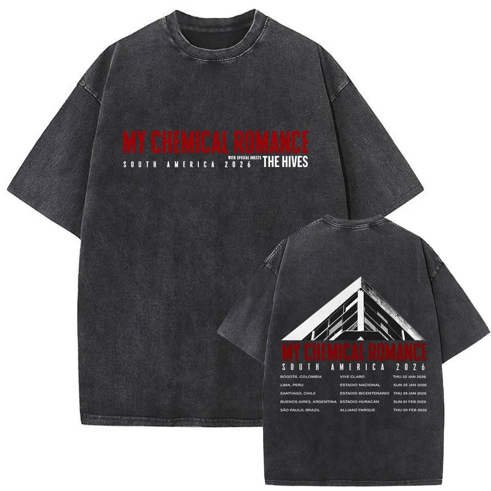 Washed Vintage My Chemical Romance Tshirt The Black Parade Album Graphic Tshirts Men Women Punk Emo Rock Oversized T Shirts
