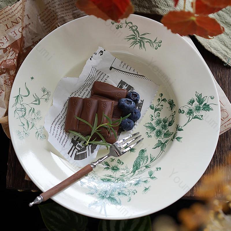 Винтажные керамические тарелки во французском стиле Послеобеденный чай Закуски Десерты Вкусные блюда Обеденная тарелка Изысканная бытовая посуда