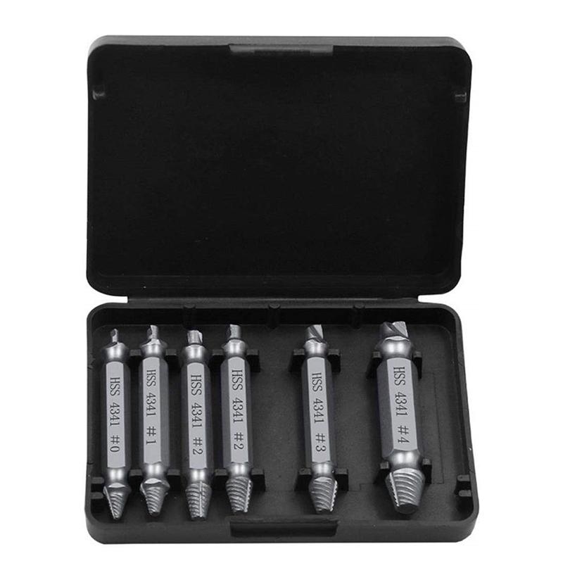 Набор из 6 предметов для извлечения поврежденных винтов, двусторонние съемники, ручной инструмент с футляром