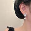 Серьги-пусеты с высококачественным цирконом в виде цветка и ракушкой для женщин: Модный, Роскошный, Милый, Универсальный аксессуар