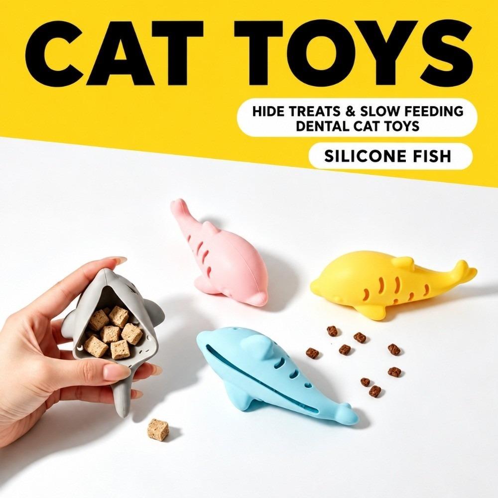 Bite Resistant Cat Toy Silicone Material Cat Chew Toy Self Play Treat Dispenser Cat Teething