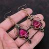 Граненые серьги с кашмирским рубином, серьги из медной проволоки, серьги ручной работы, потрясающие медные украшения, оригинальные серьги с драгоценными камнями, подарок для мамы
