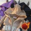 Куртка-свитер с капюшоном и бархатным узором Devil Horn для пары - Зимний нишевый дизайн