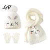 Warm Winter Clothing for Kids Hat Gloves Scarf Set Kids Knitted Pompom Hat Cute Toddlers Bunny Embroidery Cozy Boys Girls Ages 2 to 6 Windproof