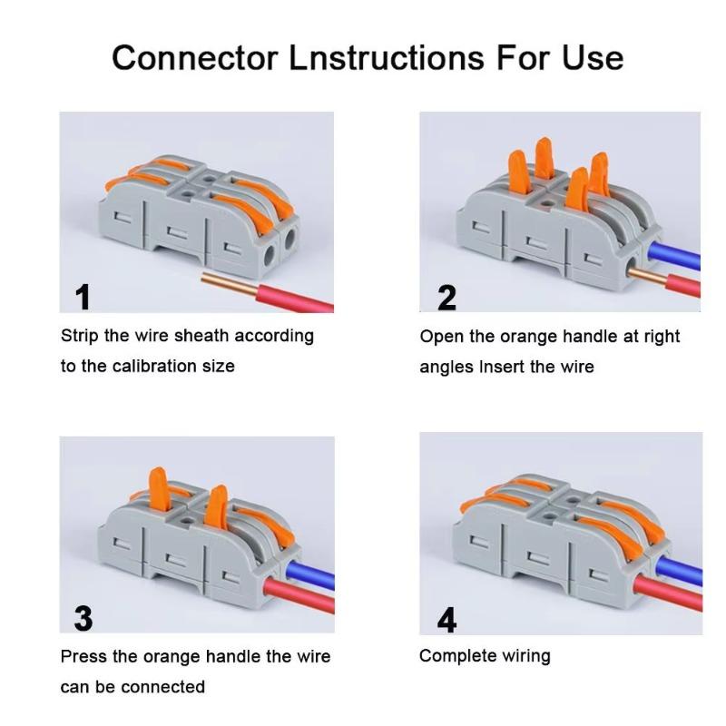 Быстрозажимные соединители электрических кабелей Универсальные компактные соединительные клеммы для проводки кабелей Зажимные клеммы для проводников