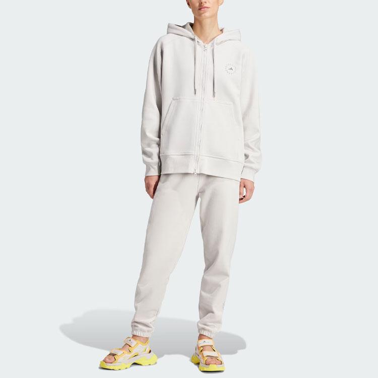 Adidas X Stella McCartney Regular Fit Solid Logo Fleece Cuffed Knit Joggers, Women's Pearl Pink Bottoms IU0876