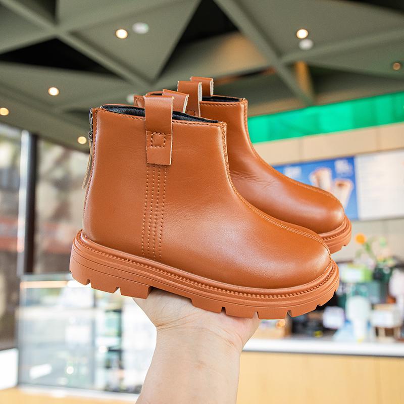 Ботильоны для девочек, детские резиновые сапоги, унисекс, мода 2024 года, осень-зима, молния сзади, простая классическая детская зимняя обувь, противоскользящая