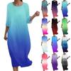 Women's Fashionable Printed Round Neck Seven Quarter Sleeve Loose Dress