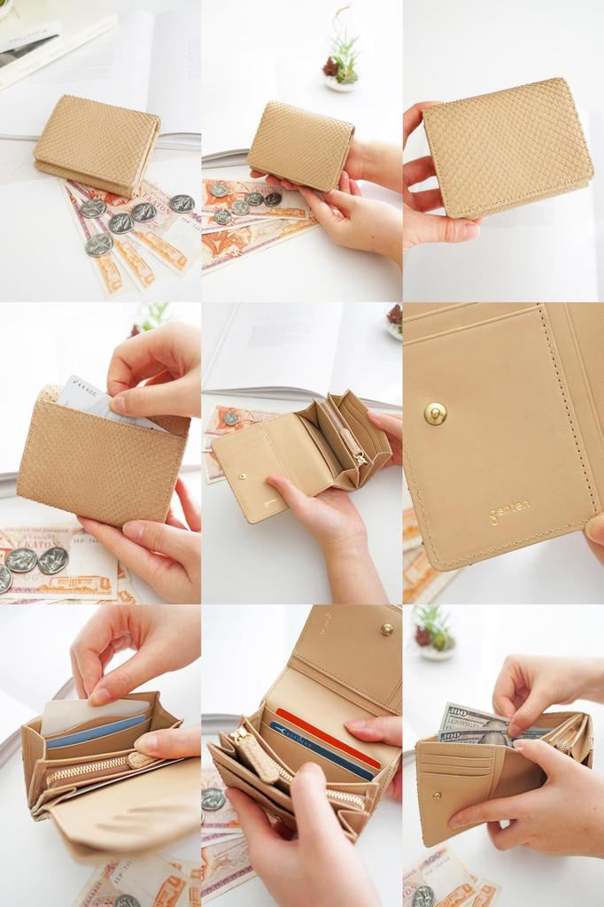 Кошелек бифолд из натуральной кожи песочно-бежевый [Genten] женский GE-44572-40