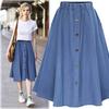 New Versatile A-line High Waisted Mid Length Denim Skirt for Women, Loose Fitting and Slimming Casual Skirt