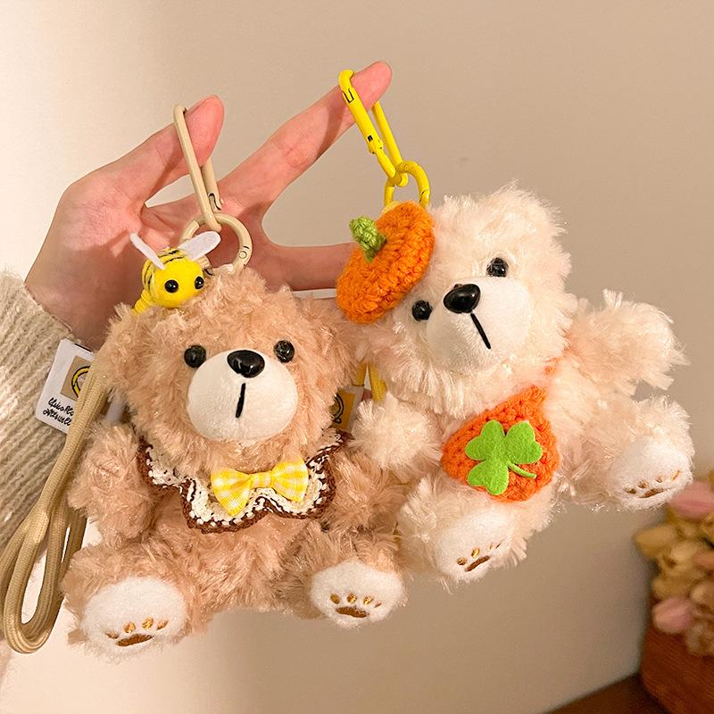 Cute Bear Plush Keychain Flower Scented Biscuit Shape Exquisite Bag Pendant Doll High Aesthetic Value