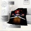 For Chucky,Horror Doll,Scissors-Themed Flannel Blanket, Glam Style, Digital Print, All-Season Comfort, Tear-Resistant, Knitted Craftsmanship