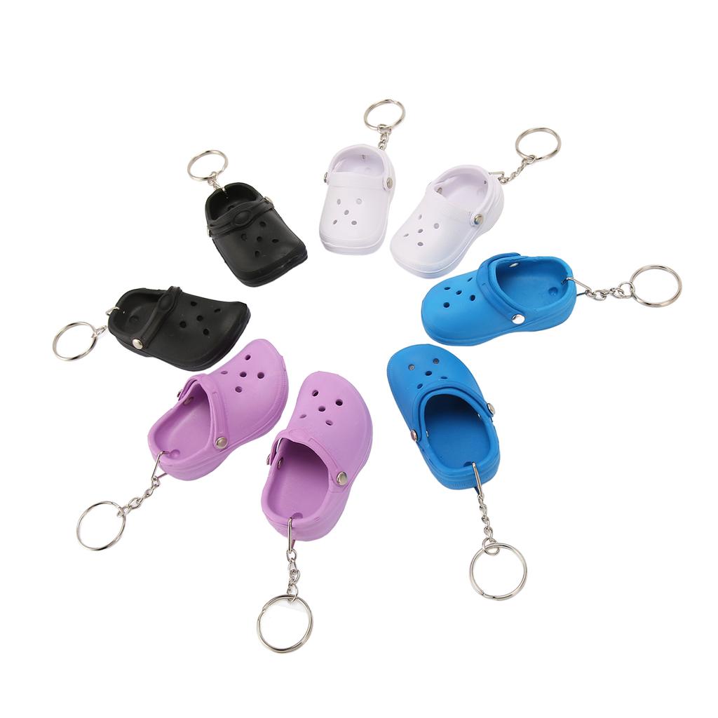 8Pcs Slipper Keychain Assorted Colors Soft Silicone Simple Stylish Hole Shoes Keychain for Backpack Clothes Decoration