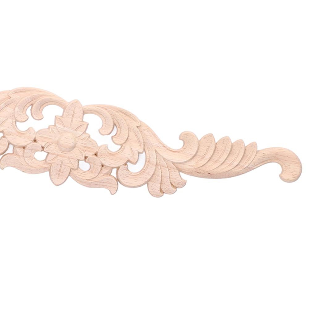 Light Brown Wood Carved Applique 40x8cm Cabinet Furniture Decoration Furniture Decoration