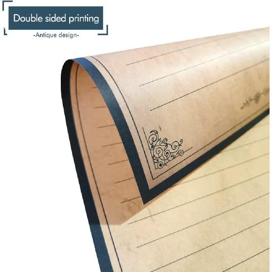 Lined Vintage Stationery Paper, Old Fashion Stationary Paper and Envelopes Set, 48 Sheets + 24 Envelopes Letter Writing Stationery Set for All