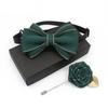 Polyester Neck Collar Adjustable Ribbon Bowtie Fashion Bow Tie Brooches Set  Business