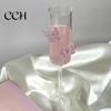 Butterfly Wine Glass Champagne Flutes with 3D Pink Decoration Wedding Glasses Faux Crystal Party Anniversary
