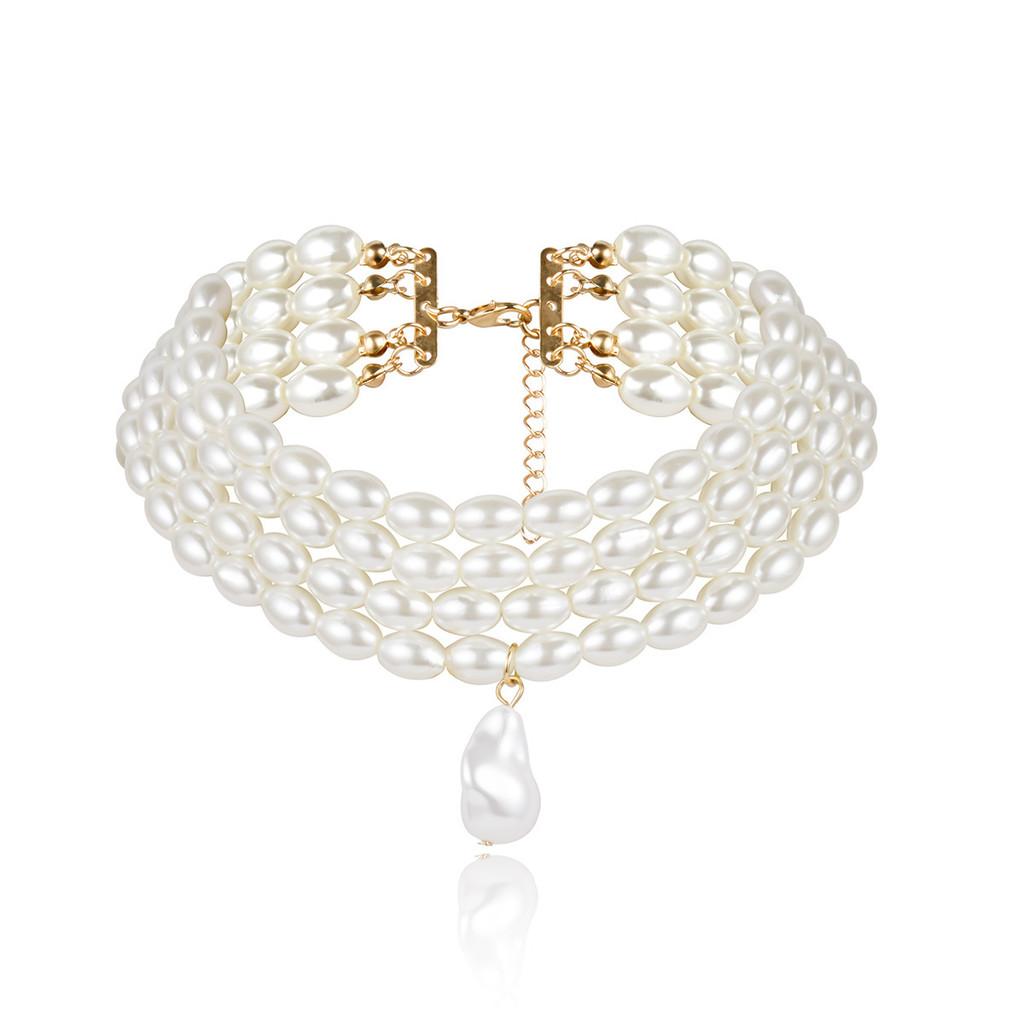 Minimalist Pearl Pendant Necklace Handcrafted Multilayer Geometric Jewelry For Ladies