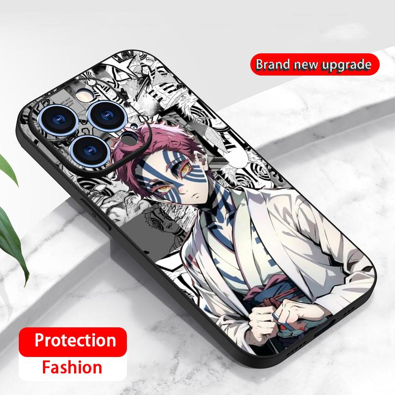 Чехол для телефона Akaza Demon Slayer горячий аниме-мужчина для iPhone 17 16 16e 15 14 13 12 Plus Mini Pro Max Мягкий черный Ударопрочный чехол