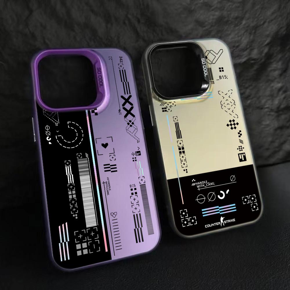 Модный игровой чехол для телефона iPhone 16 15 14 13 12 11 Pro Max X XR XS 8 7 Plus SE2, противоударный, лазерный, серебристый, матовый, задняя крышка