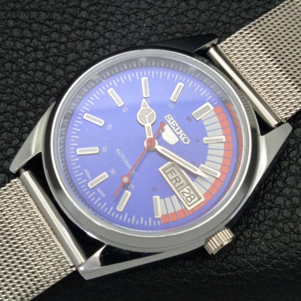 ВОССТАНОВЛЕННЫЕ ВИНТАЖНЫЕ МУЖСКИЕ АВТОМАТИЧЕСКИЕ ЧАСЫ SEIKO 5 6309A ЯПОНИЯ С СИНИМ ЦИФЕРБЛАТОМ a440844-4