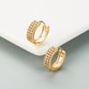 Women Creative Geometric Hoop Earrings Round Gold Color Ear Ring Zircon Crystal Buckle Type