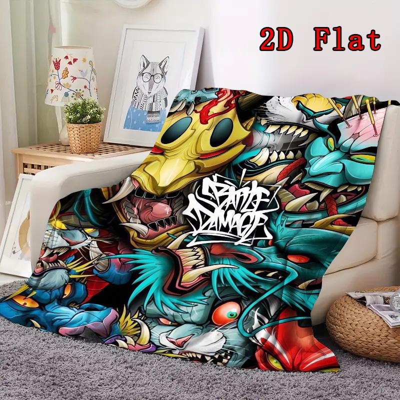Fantasy monster 2D Flat Pattern Flannel Blanket High quality All Seasons Warmth and Comfort Perfect for Christmas Gifts.