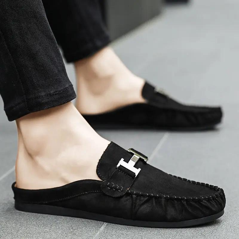 Мужская обувь мюли шлепанцы половина 2024 модные мужские тапочки плоский стиль хлопушки резиновые летняя распродажа Y2k дизайнерские роскошные удобные