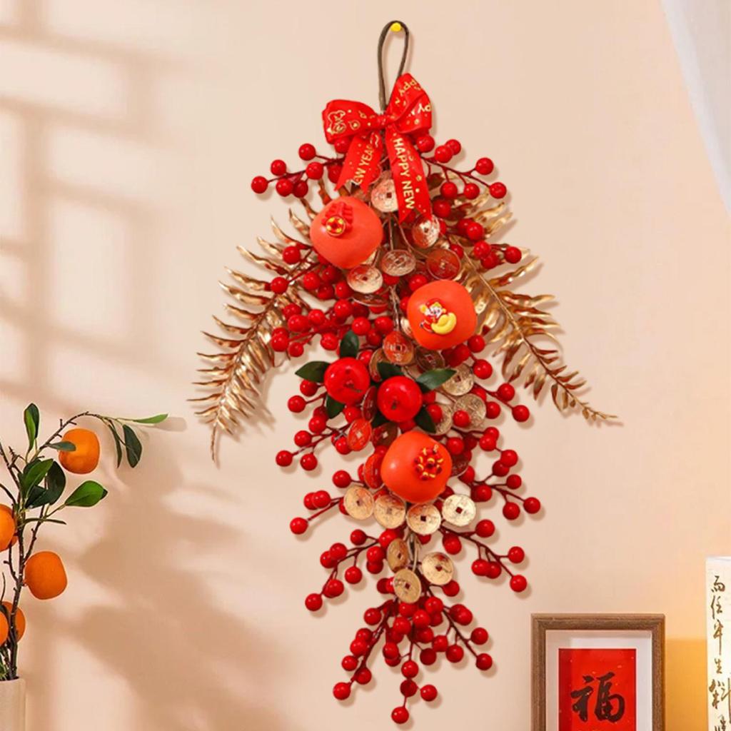 Chinese Year Decoration Artificial Wreath for Front Door Accessories with Hook Crafting