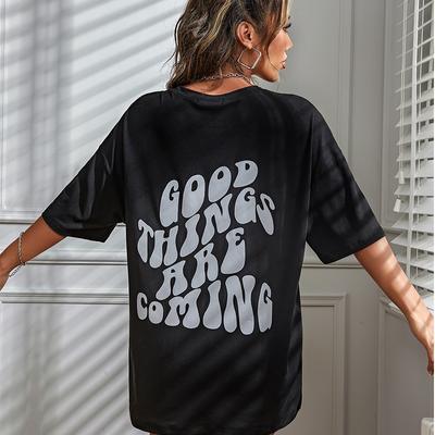 Женская футболка большого размера с надписью Good Things Are Coming, свободная летняя футболка из 100% хлопка с короткими рукавами, женская одежда