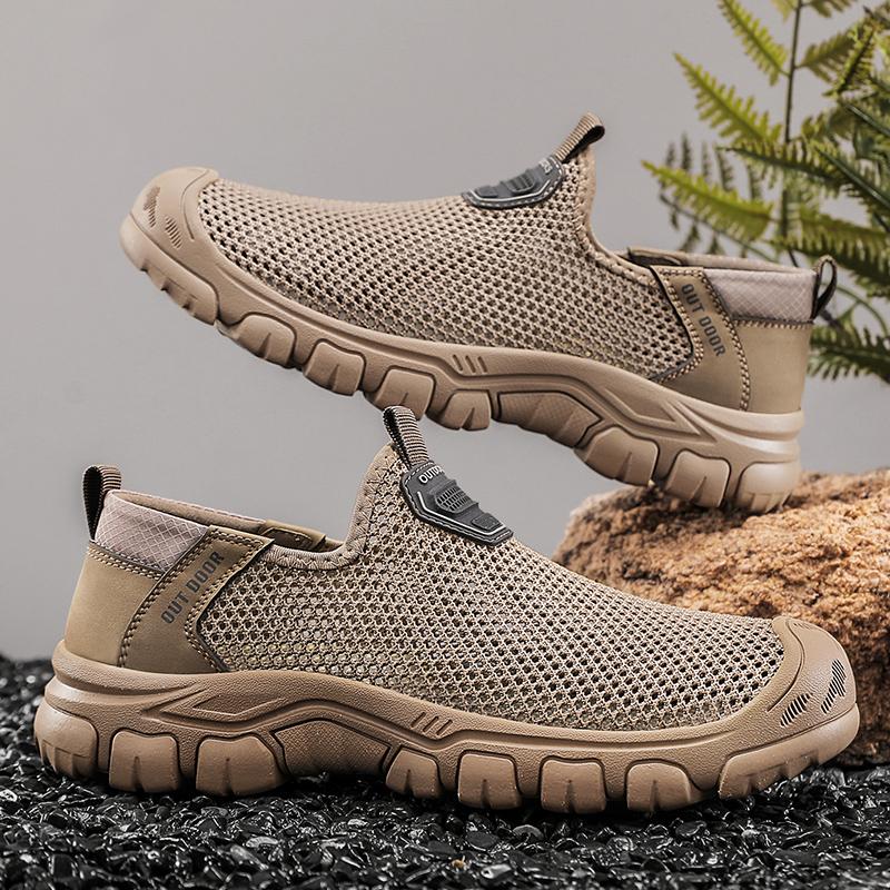 Fashion Outdoor Men Summer Mesh Shoes New Casual Sports Flats Lightweight Breathable Trainers Comfortable Anti-slip Slip-on Casual Shoes