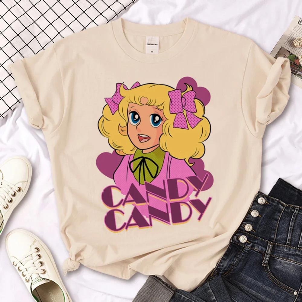 Футболка Candy Candy Женская Y2K Футболки FeУнисекс Аниме Уличная одежда 2000-е Повседневная Женская одежда Оверсайз Футболки с коротким рукавом С принтом