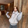 New fashionable foreign style knitted splicing Mao Mao jacket, thin in autumn and winter, super good-looking temperament jacket