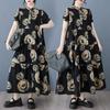 2025 Women Plus Size Spring Summer Long Dress Casual Dress Loose Floral Basic Printing Vintage Maxi New