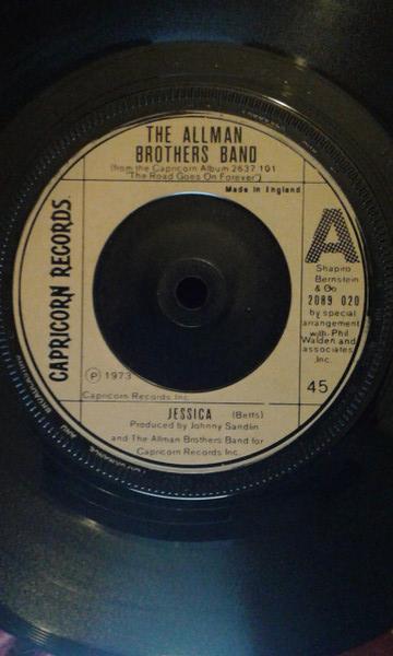 7-дюймовая пластинка ALLMAN BROTHERS BAND Jessica 2089020 Capricorn Recor UK Rock Б/у